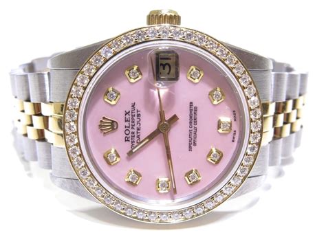 rolex watch women pink|rolex pink face with diamonds.